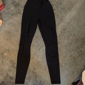 ALO Yoga Black High-Waist Ripped Leggings